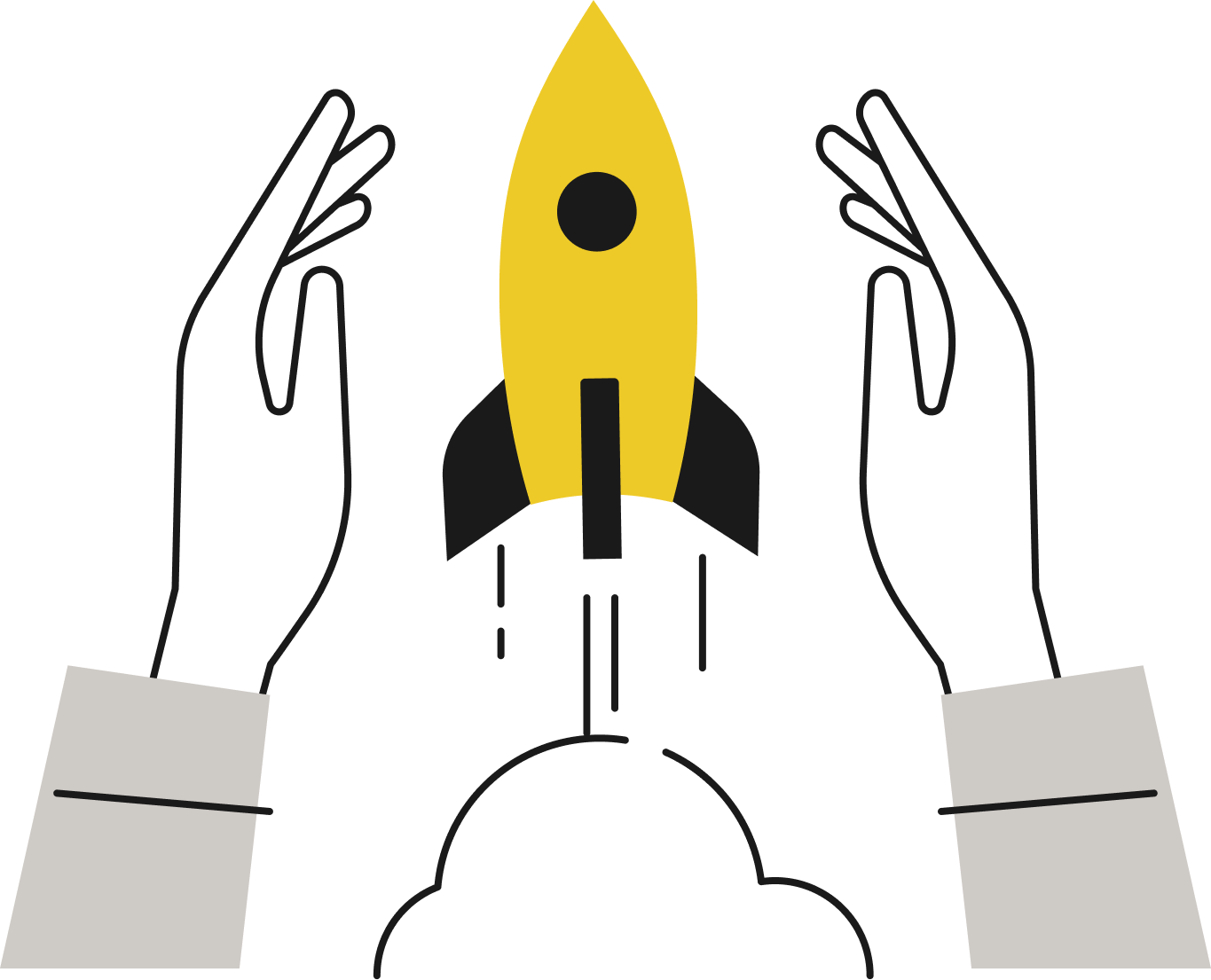 ロケットを打ち上げる手
